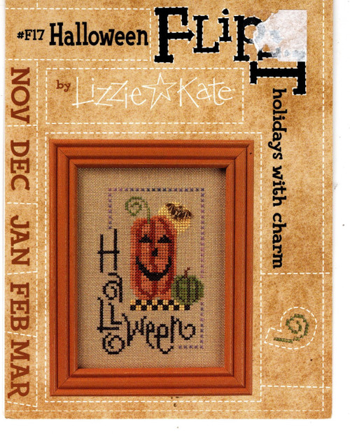 Lizzie Kate Holidays with Charm Halloween Flip-It Series #F17 counted cross stitch pattern  with charm