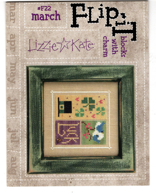 Lizzie Kate Blocks with Charm March Flip-It Series #F22 counted cross stitch pattern with charm