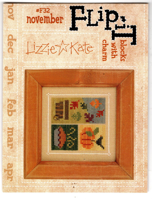 Lizzie Kate Blocks with Charm November Flip-It Series #F32 counted cross stitch pattern with charm