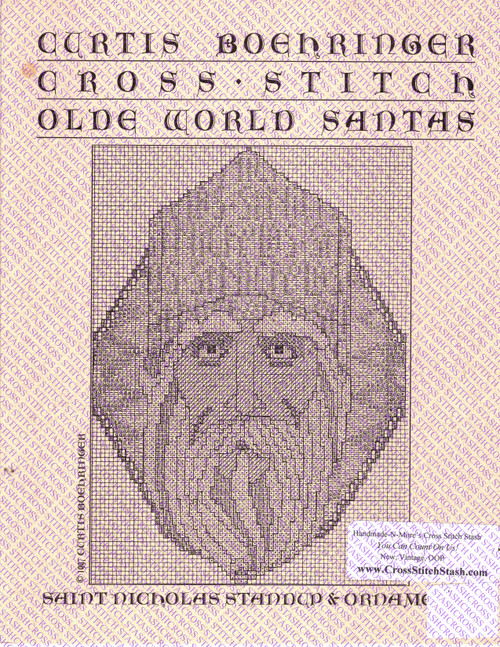 Curtis Boehringer Olde World Santas The Saint Nicholas Standup and Ornament Counted Cross Stitch Pattern leaflet