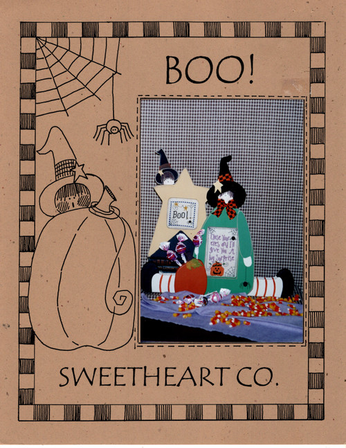 Sweetheart Co Boo counted Cross Stitch Pattern chart. Connie Aloise. Close Your Eyes, Boo