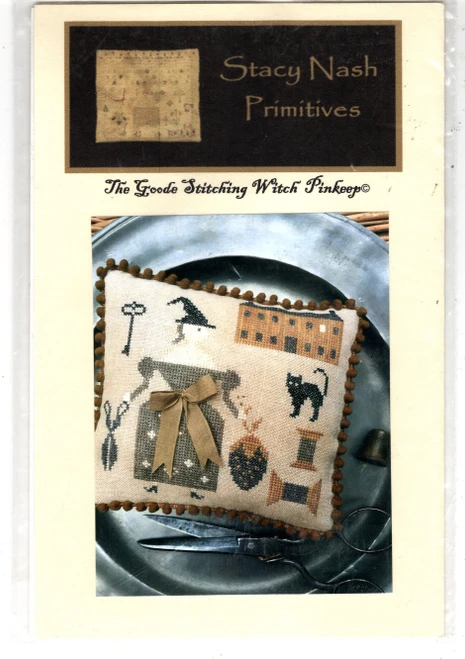 Stacy Nash Designs The Goode Stitching Witch Pinkeep counted cross stitch chartpack