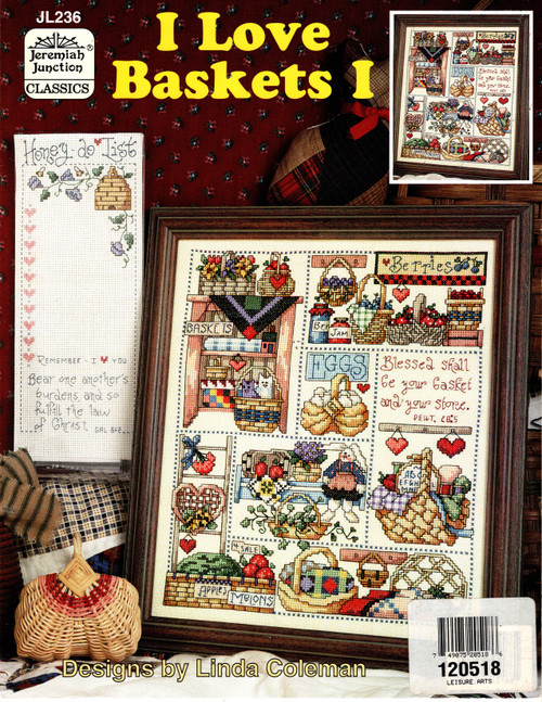 Jeremiah Junction I Love Baskets I counted cross stitch leaflet. Linda Coleman. Baskets Sampler, Honey Do List