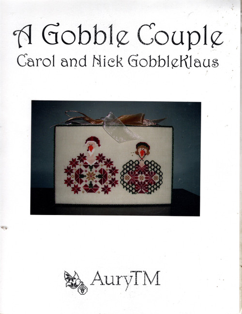AuryTM A Gobble Couple Carol and Nick GobbleKlaus counted cross stitch chartpack