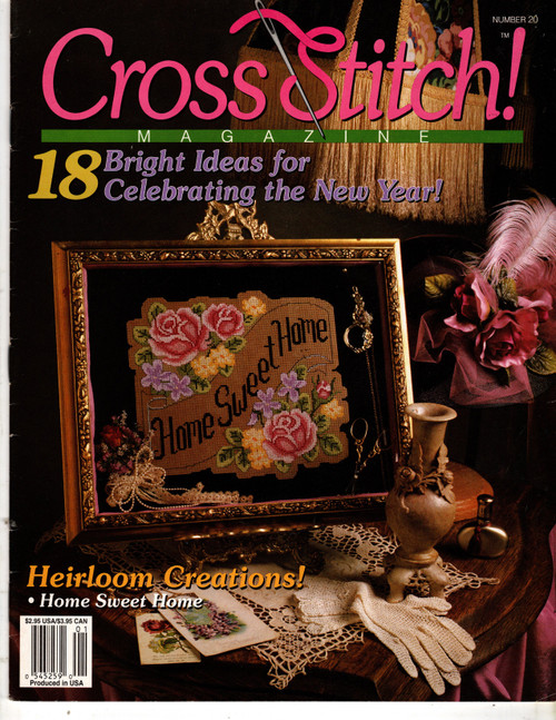 Cross Stitch  Magazine December/January 1994 Number 20. Be Wise Exercise, Oriental Poppies, Home Sweet Home, Rainbow Pegasus, Jacobean Sampler, Poinsettia Alphabet, Western Mirror, Southern Belle Janelle Marie Designs, Three Bears