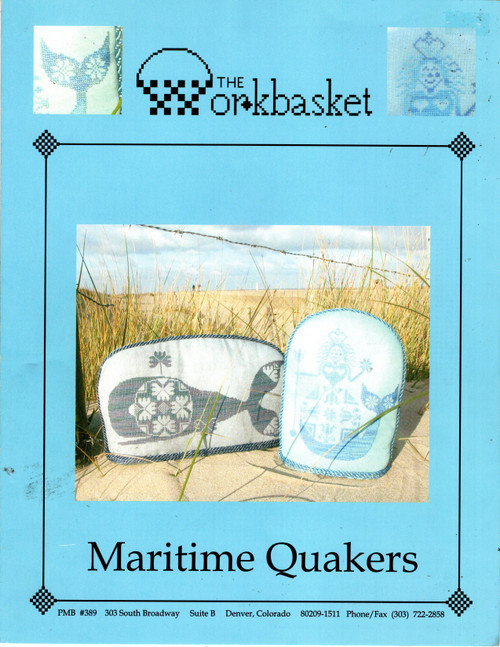 The Workbasket Maritime Quakers counted Cross Stitch Pattern leaflet. Mary Olson and Candy Scott