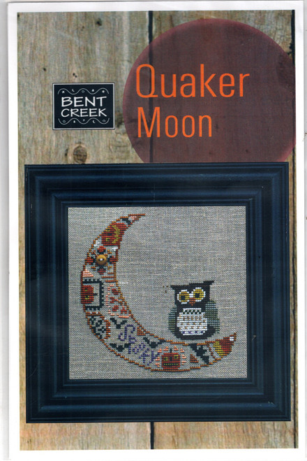 Bent Creek Quaker Moon counted cross stitch pattern chartpack with button