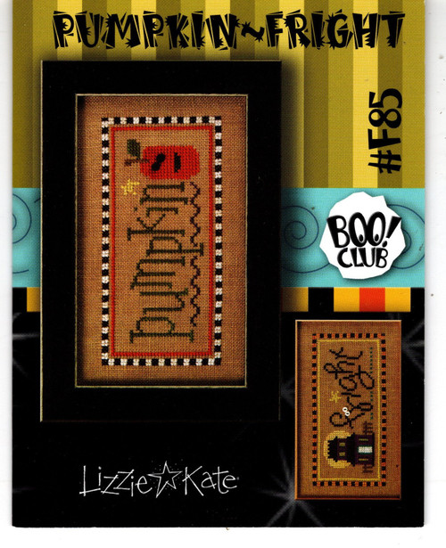 Lizzie Kate Boo Club Pumpkin Fright counted cross stitch patterns with button pack