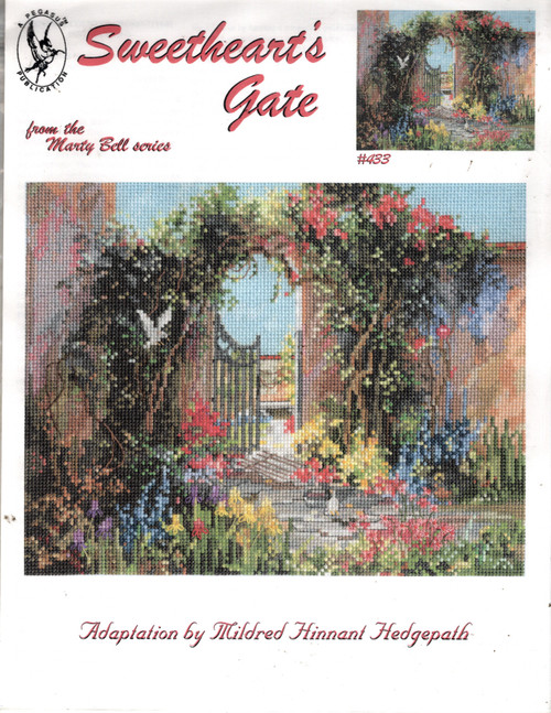 Marty Bell's Sweetheart's Gate counted cross stitch chartpack. Adaptation by Mildred Hinnant Hedgepath