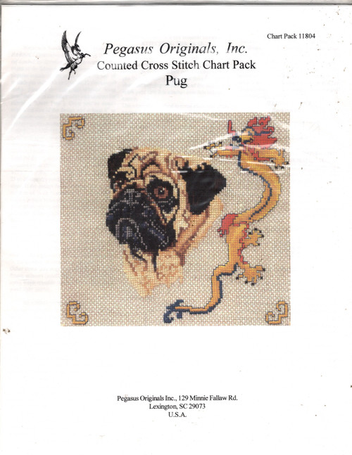Pegasus Pug counted cross stitch chartpack