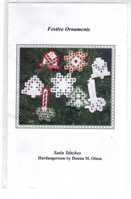 Satin Stitches Festive Ornaments counted cross stitch hardanger chartpack. Donna M Olson. Hardangersom
