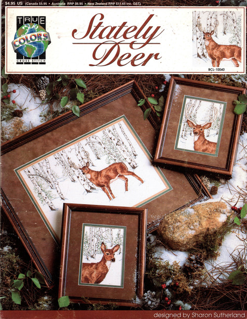 True Colors Stately Deer Counted Cross Stitch Pattern booklet. Sharon Sutherland. Three charts