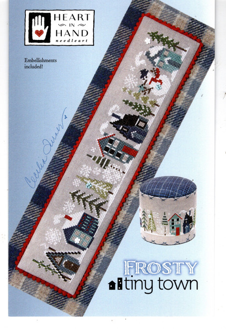 Heart in Hand Frosty Tiny Town counted cross stitch pattern leaflet with beads