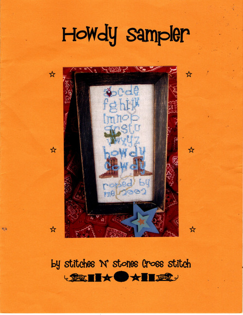 Stitches N Stones Howdy Sampler Counted cross stitch pattern leaflet. Tracy Kreger