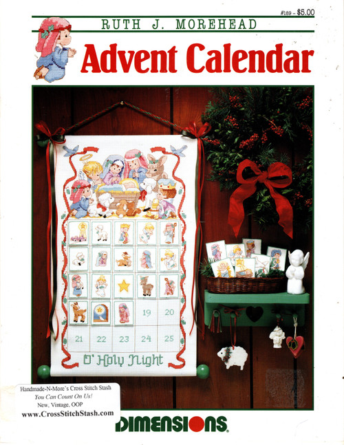 Dimensions Advent Calendar counted cross stitch leaflet. Ruth Morehead Dimensions Advent Calendar counted cross stitch leaflet. Ruth Morehead