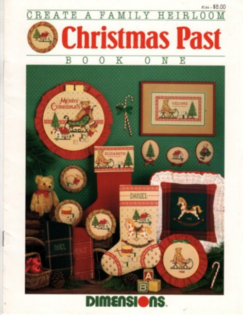 Dimensions Christmas Past Book One cross stitch booklet. Merry Christmas, Doll Ornament, Stocking, Welcome Sign