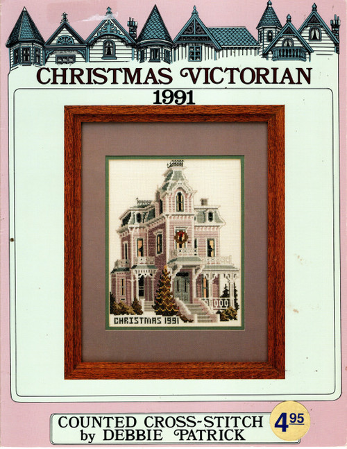 Debbie Patrick 1991 Christmas Victorian counted cross stitch leaflet. George Little House, Kennebunk Maine