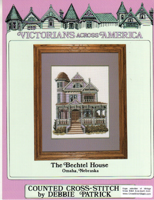 Debbie Patrick The Bechtel House Omaha Nebraska counted cross stitch leaflet. Victorians Across America.