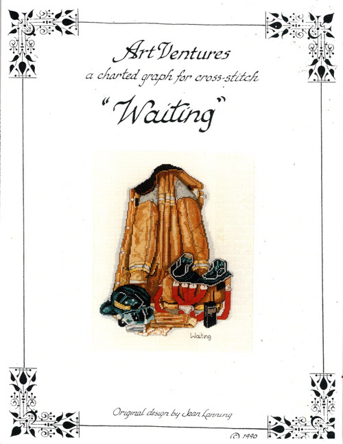 Art Ventures Waiting Firefighter & Public Safety Series counted cross stitch pattern. Jean Lanning