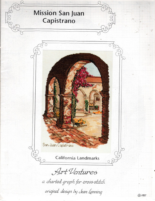 Art Ventures Mission San Juan Capistrano California Landmark Series counted cross stitch pattern. Jean Lanning