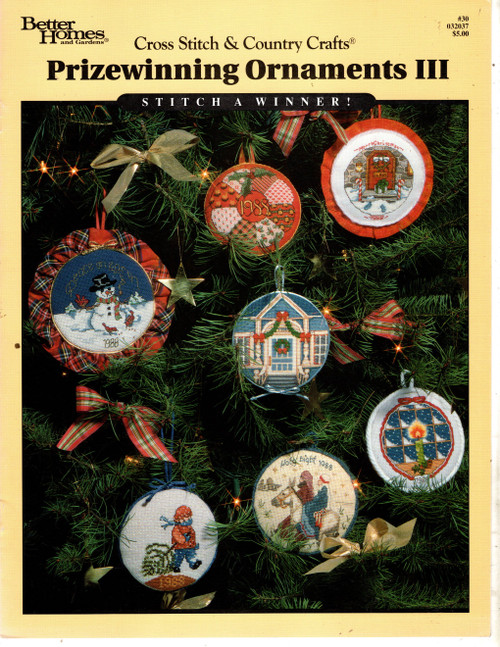 BH&G Cross Stitch & Country Crafts Prizewinning Ornaments III Cross Stitch Pattern booklet. Country Christmas Wreath, Claus Residence, Christmas Light, Holy NIght, Snow Globe