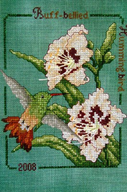 Crossed Wing Collection Commemorative Hummingbirds of the World 2008 Buff-bellied Hummingbird Counted cross stitch pattern chartpack