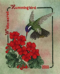 Crossed Wing Collection Commemorative Hummingbirds of the World 2010 White-eared Hummingbird Counted cross stitch pattern chartpack
