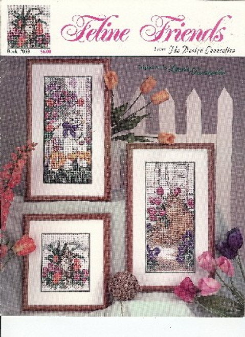 Design Connection FELINE FRIENDS Cross Stitch Pattern booklet. Kitten, Picket Fence Pussycat, Feline Friends. Lorie Korsgaden.