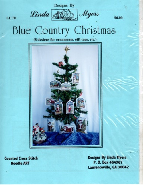 Designs by Linda Myers Blue Country Christmas counted cross stitch chartpack.