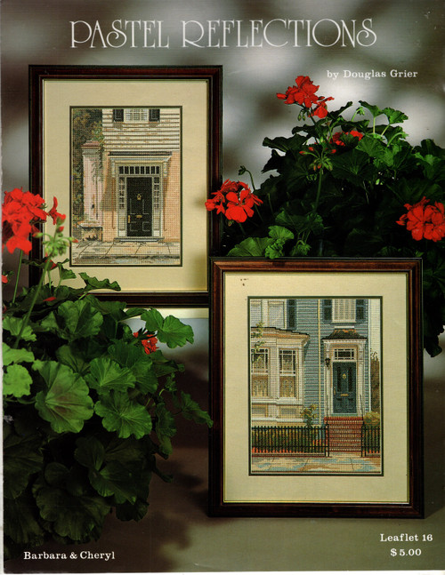 Barbara & Cheryl Pastel Reflections counted cross stitch pattern chartpack. Douglas Grier. Pink door, Blue door
