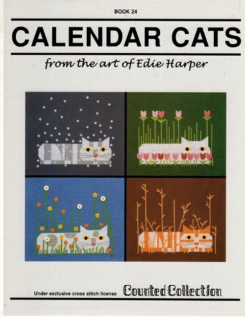 Pat Rogers Counted Collection Calendar Cats Edie Harper cross stitch leaflet. Winter, Spring, Summer, Fall
