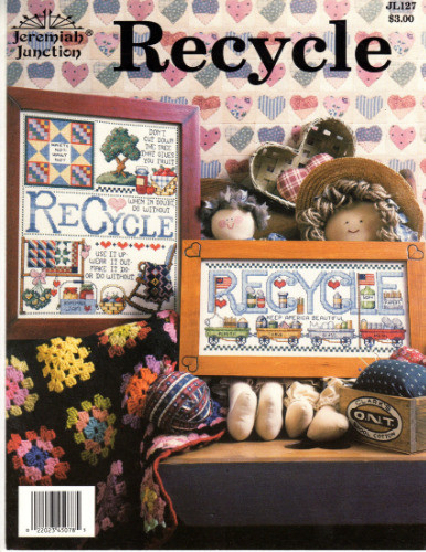 Jeremiah Junction Recycle counted cross stitch leaflet. Linda Coleman. Recycle, Recycle Sampler