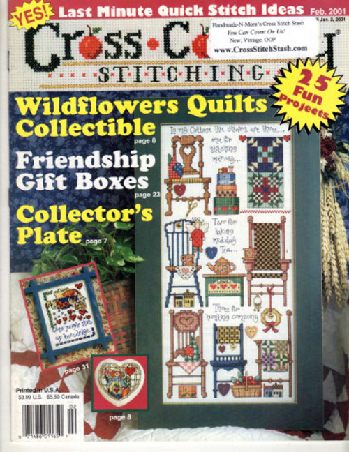 Cross Country Stitching February 2001 Cross Stitch Pattern magazine.