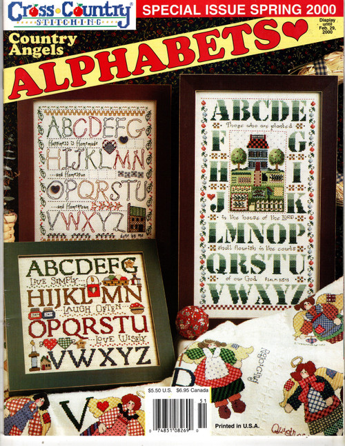 Cross Country Stitching Magazine presents Alphabets counted Cross Stitch Pattern magazine. Spring 2000