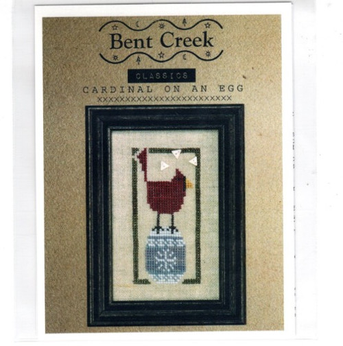 Bent Creek Cardinal on an Egg counted cross stitch pattern chartpack