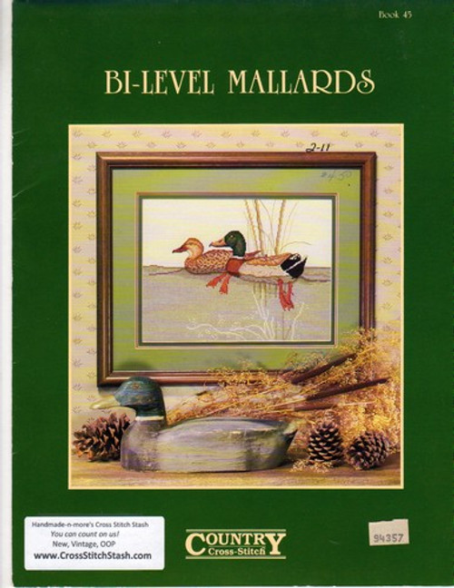 Country Cross Stitch Bi-Level Mallards Cross Stitch Pattern leaflet. From the artwork of Larry K. Martin. 1985-86 Alabama Migratory Waterfowl Stamp.