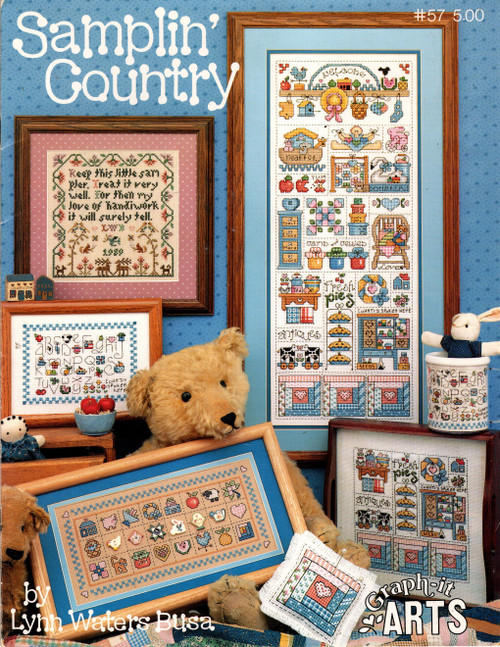 Graph It Arts Samplin Country Cross Stitch Pattern booklet. Lynn Waters Busa. Lil Alphabet Sampler, Samplin Country, Love of Needlework Sampler