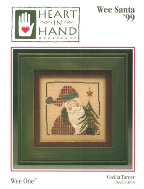 Heart in Hand Wee One Wee Santa 1999 counted cross stitch pattern leaflet. Cecilia Turner