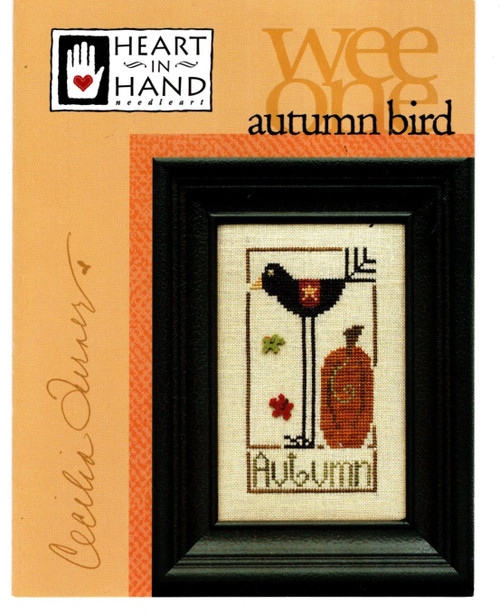 Heart in Hand Wee One Autumn Bird counted cross stitch pattern leaflet. Cecilia Turner