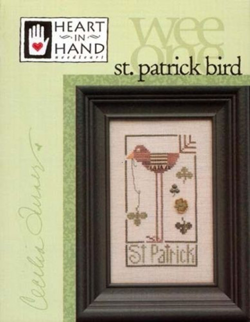 Heart in Hand Wee One St Patrick Bird counted cross stitch pattern leaflet. Cecilia Turner