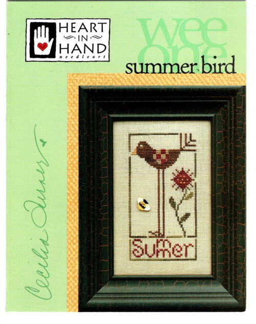 Heart in Hand Wee One Summer Bird counted cross stitch pattern leaflet. Cecilia Turner