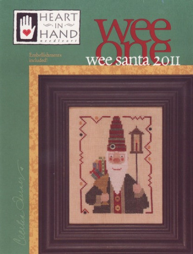 Heart in Hand Wee One Wee Santa 2011 counted cross stitch pattern leaflet with embellishment pack. Cecilia Turner