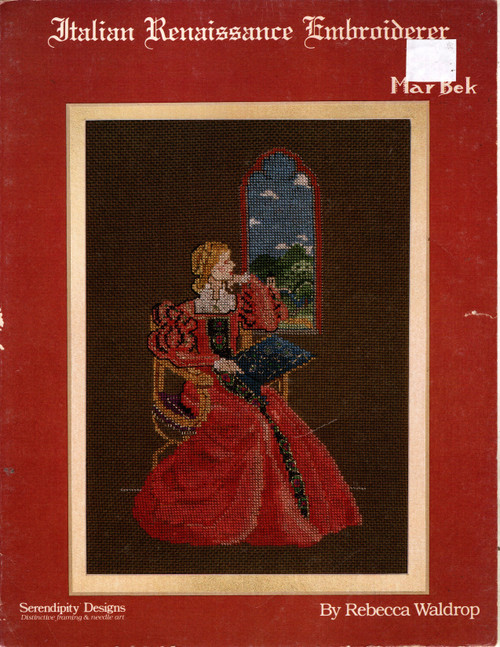 Serendipity Italian Renaissance Embroiderer Mar Bek counted cross stitch pattern leaflet. Rebecca Waldrop