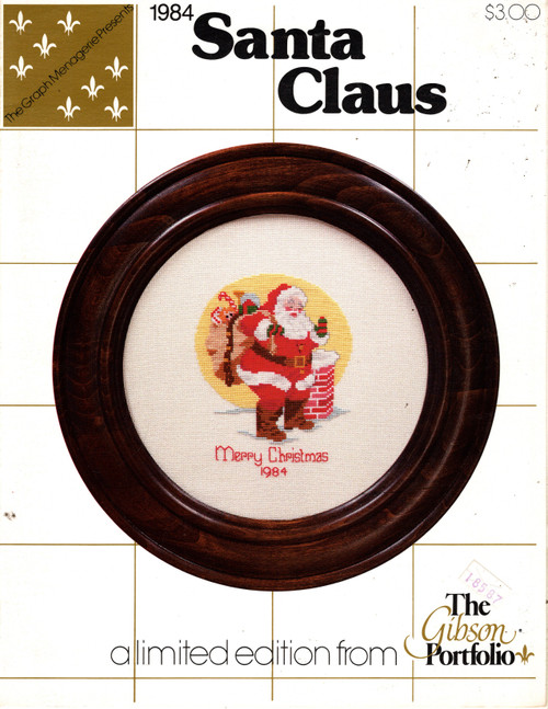 The Graph Menagerie 1984 Santa Claus Gibson Portfolio Limited Edition counted cross stitch leaflet. Third in series