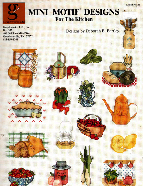 Graphworks Ltd. Mini Motif Designs For the Kitchen counted cross stitch pattern leaflet