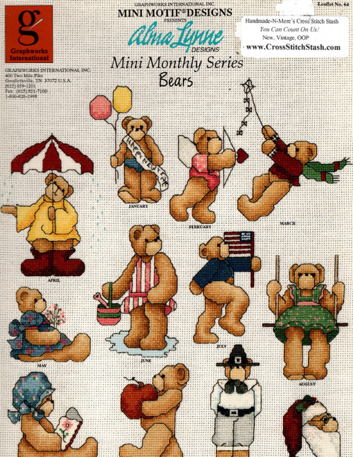 Graphworks Ltd. Mini Motif Designs Alma Lynne Mini Monthly Series Bears counted cross stitch pattern leaflet