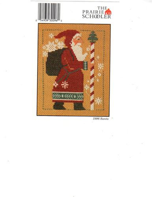 The Prairie Schooler Santa 1996 promo cross stitch card.