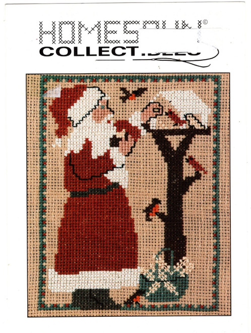 Homespun Collectibles SANTA AT BIRDFEEDER Counted cross stitch chart.