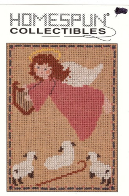 Homespun Collectibles Angel with Harp and lambs Counted cross stitch chart