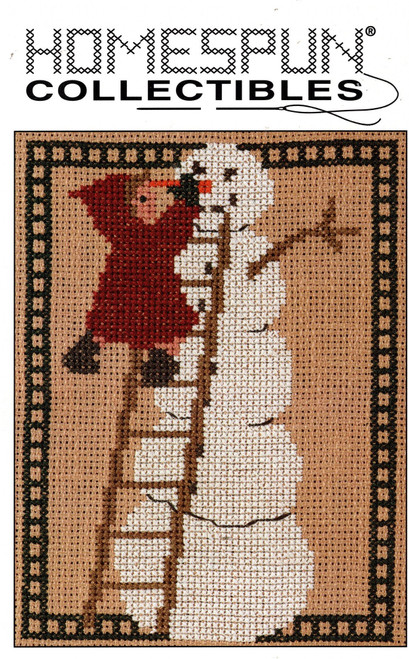 Homespun Collectibles Girl Building Tall Snowman Counted cross stitch chart Homespun Collectibles Girl Building Tall Snowman Counted cross stitch chart